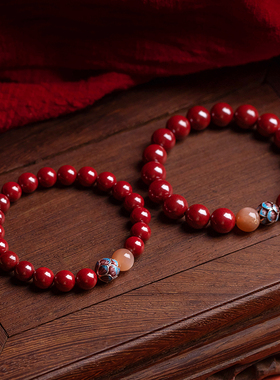 普陀山朱砂手链好运莲花女士天然真品帝王砂晶体砂多圈手串本命年