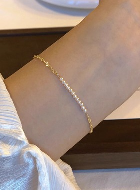 鲛人语/落日细语 原创高亮施家珍珠极限简约精致手链女七夕礼物