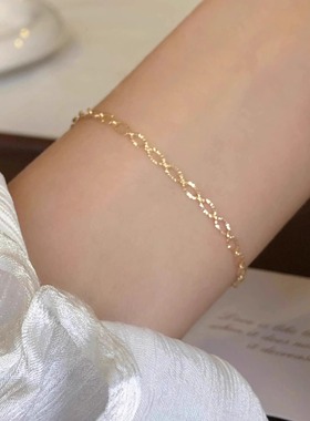 鲛人语/流金岁月 原创极简爆闪通勤素链精致感百搭简约叠戴手链