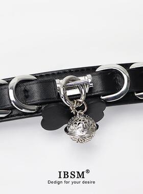 真皮项圈男女m骨头牌铃铛牵引颈带K9脖圈定制刻字禁欲小众仪式感