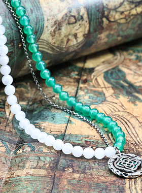 玉顺行敦煌溢彩S925银玉髓藻井项链