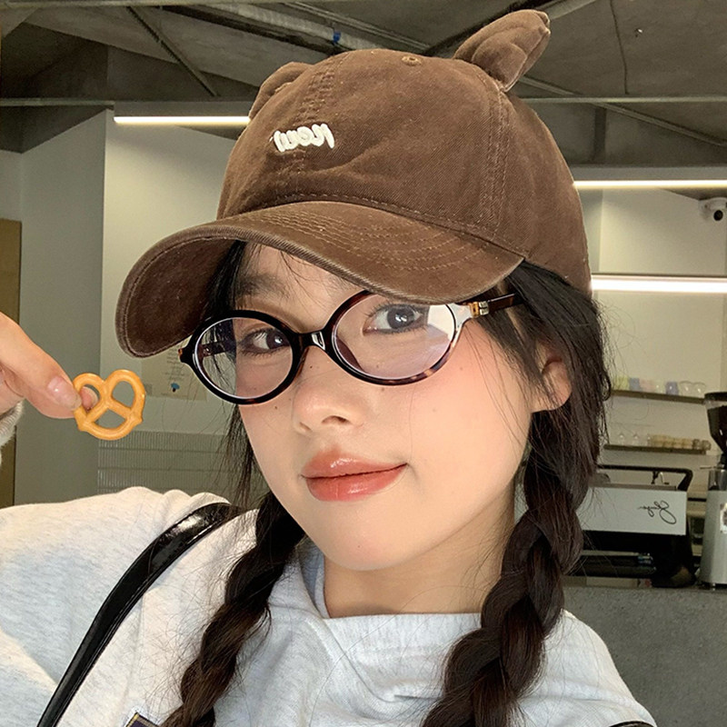 韩系ins可爱猫耳鸭舌帽子女春季休闲日常通勤百搭显脸小棒球帽潮,淘宝优惠券,粉丝福利购,淘宝优惠卷