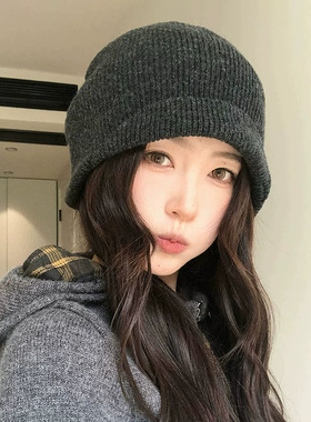 韩系秋冬女大头围针织包头帽
