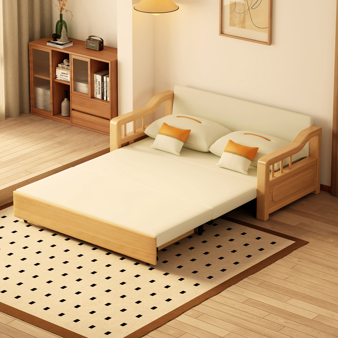 可折叠沙发床多功能两用实木沙发床科技布小户型2025年新款沙发床 - 图1