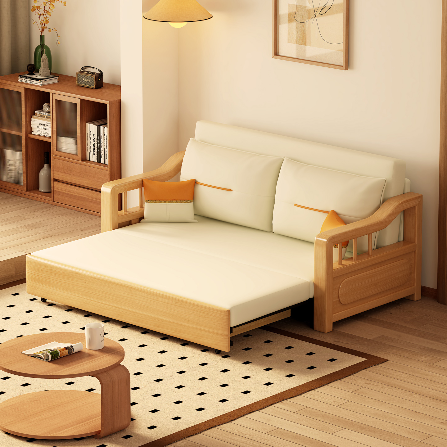 可折叠沙发床多功能两用实木沙发床科技布小户型2025年新款沙发床 - 图0