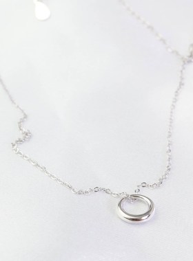 清冷风S925纯银冷淡项链几何圆圈气质女ins风简约锁骨链圆环时尚
