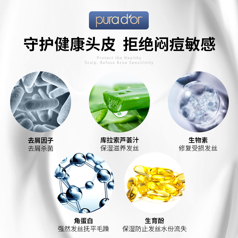 美国Purador普娜朵头皮洗发水除螨炎去屑止痒脂溢性洗头膏清洁