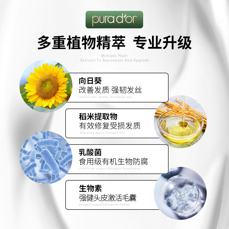美国Purador普娜朵金标护发素植物萃取深层修复干枯毛躁发膜固发