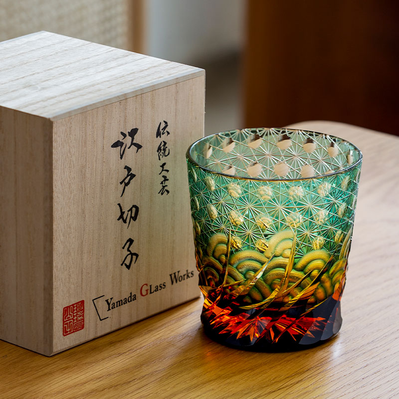 日本山田硝子江户切子水晶玻璃杯威士忌酒杯日式手工雕刻洛克杯 - 图2
