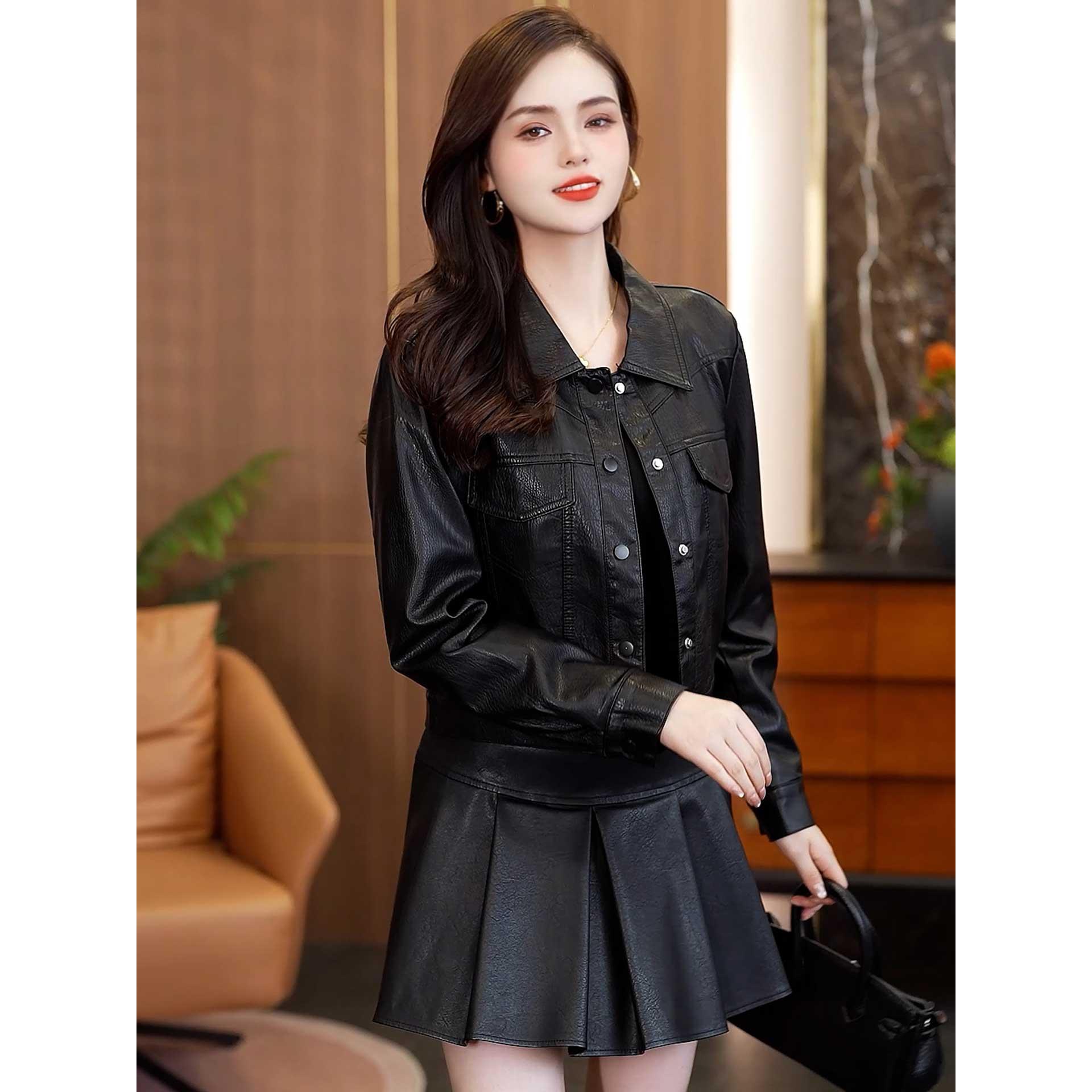 MONLOUVE巨好看的早秋外套女2025新款秋季皮衣今年流行爆款高级感 - 图0