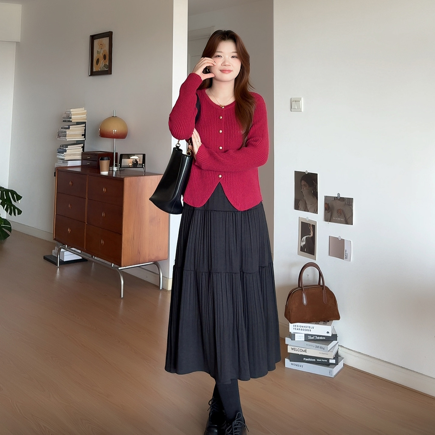 微胖的喵喵梨形身材大码女装胖mm秋季2025遮跨百褶裙子半身裙6108,淘宝优惠券,粉丝福利购,淘宝优惠卷