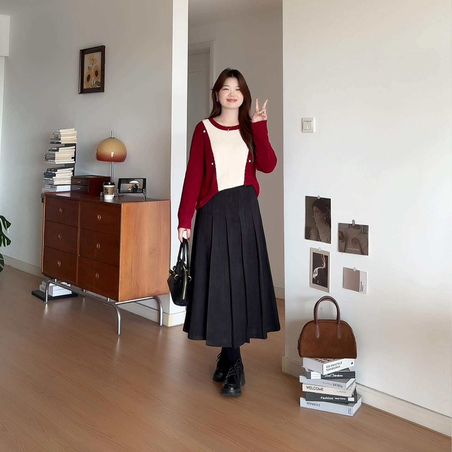 微胖的喵喵大码女装胖mm秋季穿搭2025气质钩花撞色长袖针织衫3192,淘宝优惠券,粉丝福利购,淘宝优惠卷