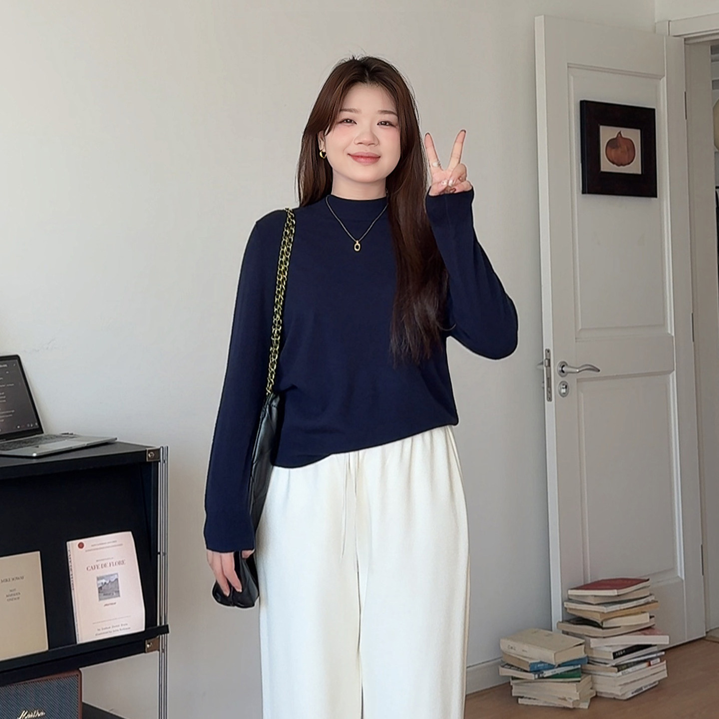 微胖的喵喵大码女装胖mm秋冬显瘦简约百搭长袖针织衫打底上衣9113,淘宝优惠券,粉丝福利购,淘宝优惠卷