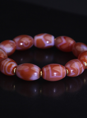 梵间星辰 西藏天然玛瑙糯粉红肉大圆满阵天珠手串手链男女18*14mm