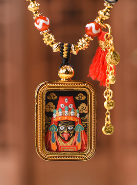 藏式简约老钱风天珠男女唐卡扎基拉姆吊坠绳手工编织百搭项链挂绳