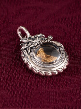 复古设计小众黄铜镀银地藏王吊坠民族风地藏王菩萨挂坠项链男女款