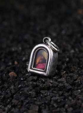 纯铜镀银做旧嘎乌盒系列素面迷你DIY挂件复古小佛龛吊坠配饰项链