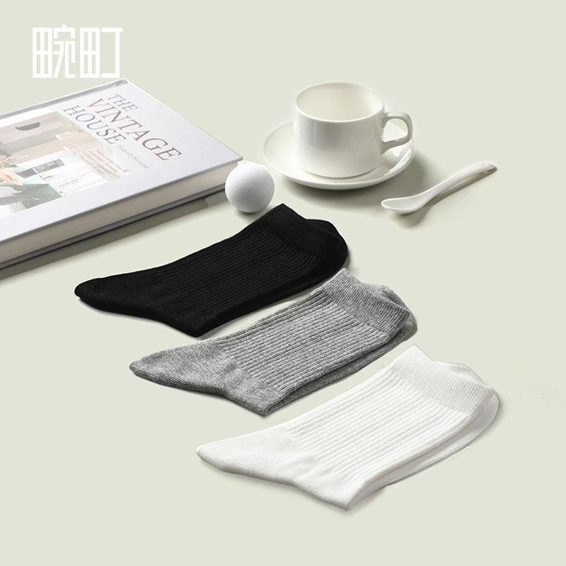 畹町2022春季新款基础螺纹棉袜子 畹町短袜/打底袜/丝袜/美腿袜