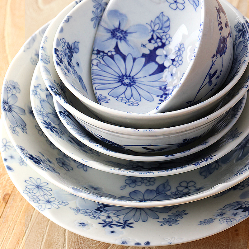 日本进口美浓烧花集陶瓷碗蘸酱碟水果盘子汤面碗饭碗日式创意餐具 - 图1