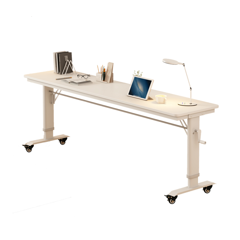 跨床桌床边桌长条桌靠墙手摇可升降移动实木电脑桌懒人写字桌窄桌 - 图2