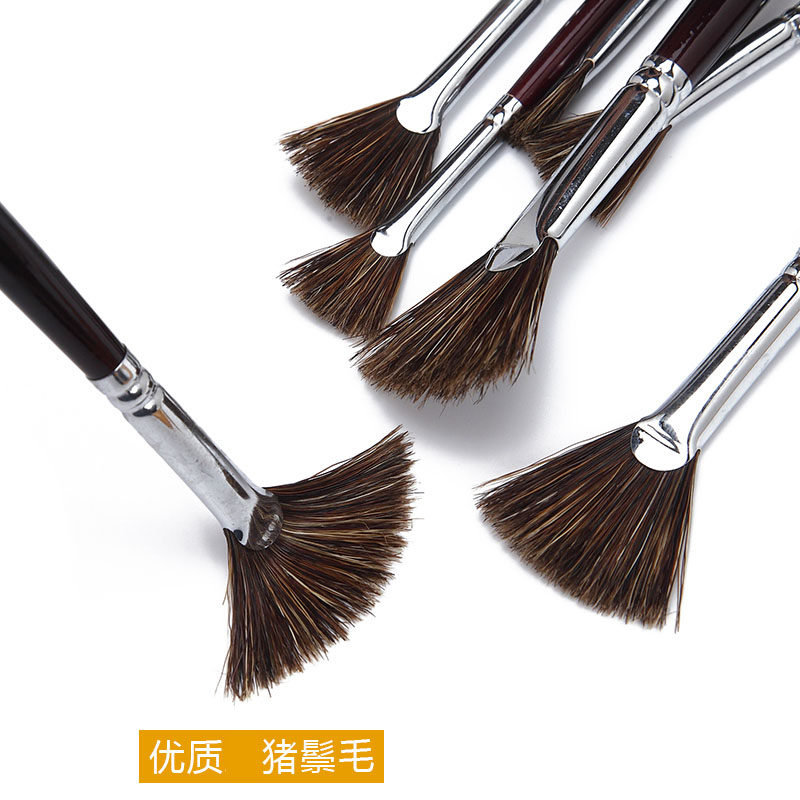 猪鬃毛画笔扇形笔 单支油画笔 鱼尾扇形笔 油画专用笔黑毛画笔,淘宝优惠券,粉丝福利购,淘宝优惠卷