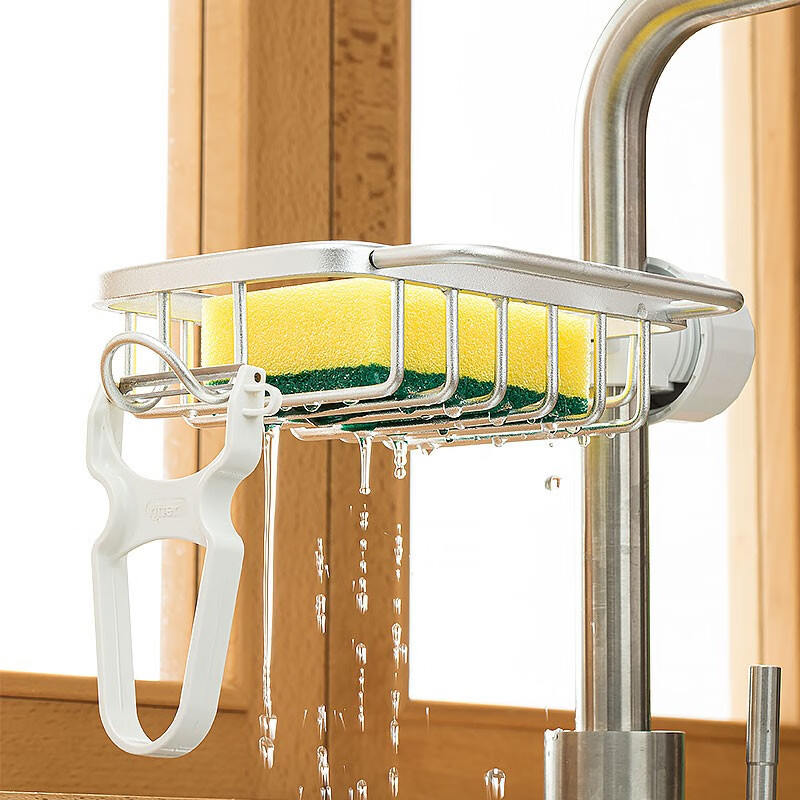 家之物语水龙头置物架厨房水池抹布架海绵擦收纳架镂空沥水架神器 - 图3