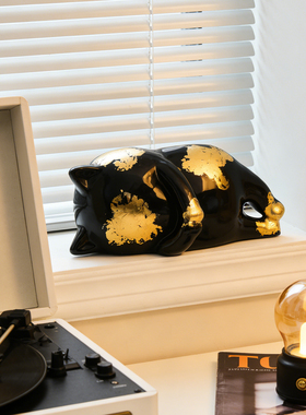 陶瓷猫咪高颜值轻奢风家居装饰品高档宋代美学茶桌招财猫小众摆件