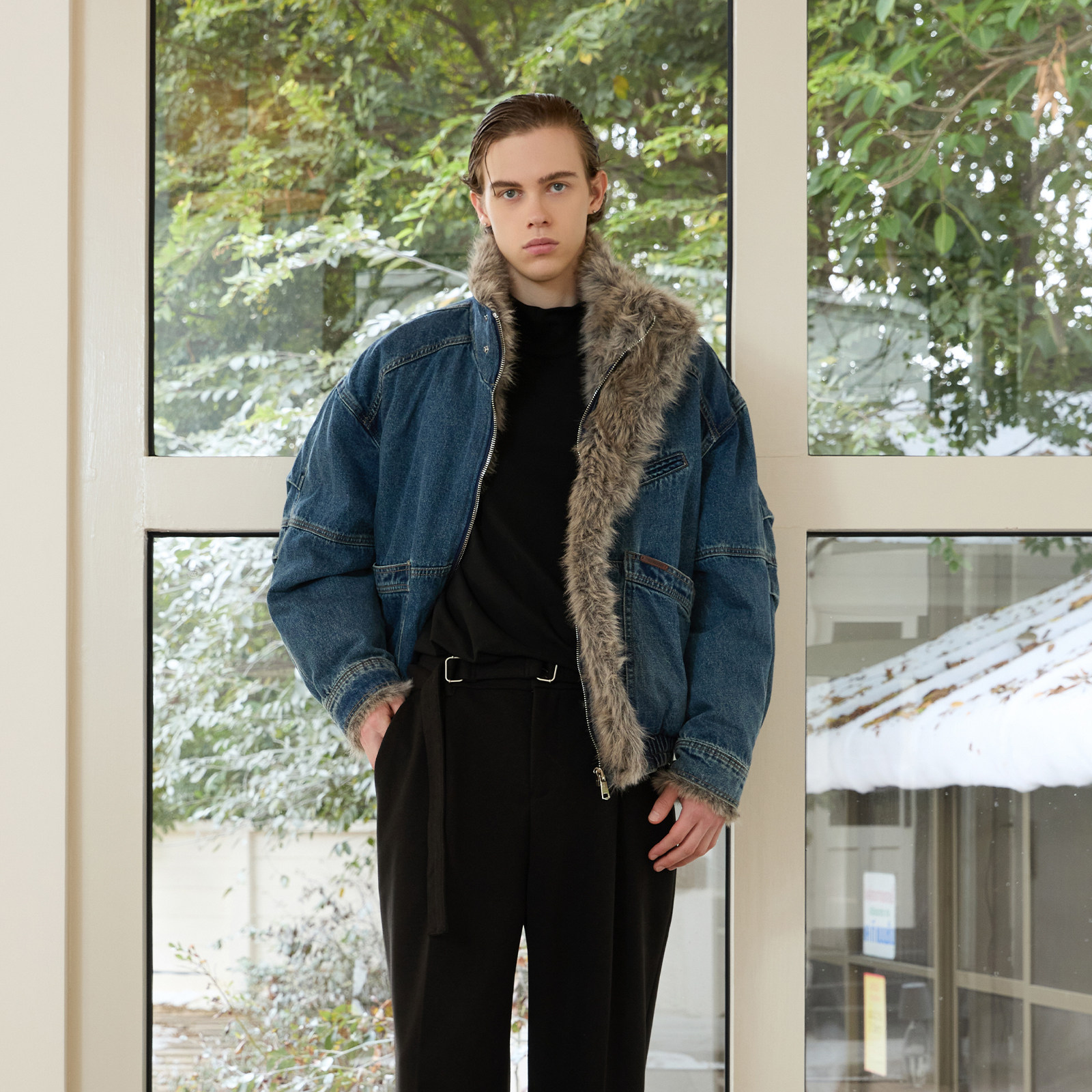 PMET「丹宁雕冕」座山雕毛领牛仔外套 重磅水洗加厚保暖工装外套,淘宝优惠券,粉丝福利购,淘宝优惠卷