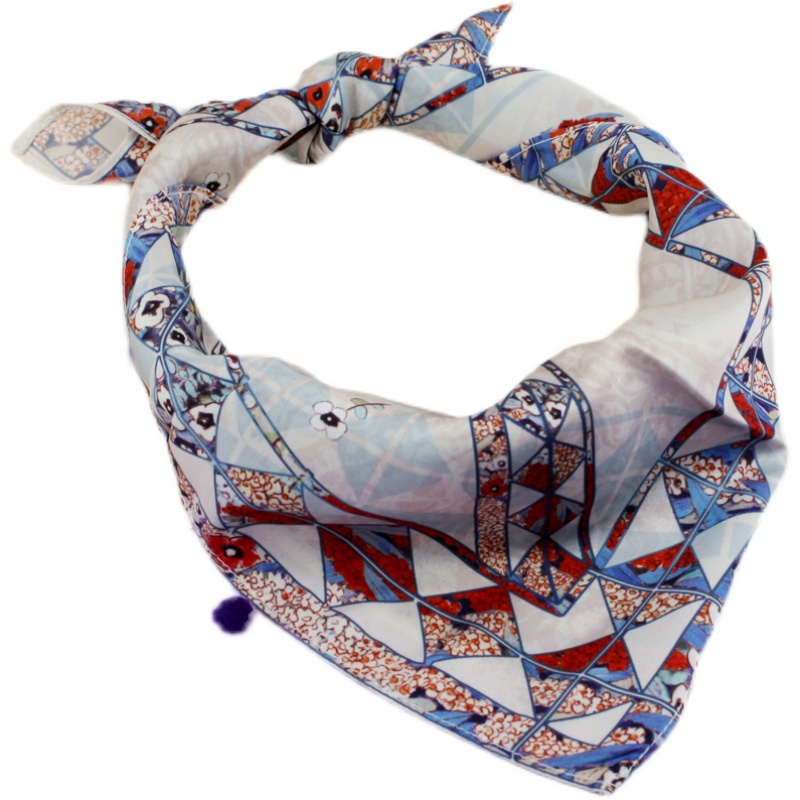 【Stephy】方形小丝巾女百搭围巾薄款丝巾配圆形扣送同事新年礼物 - 图3