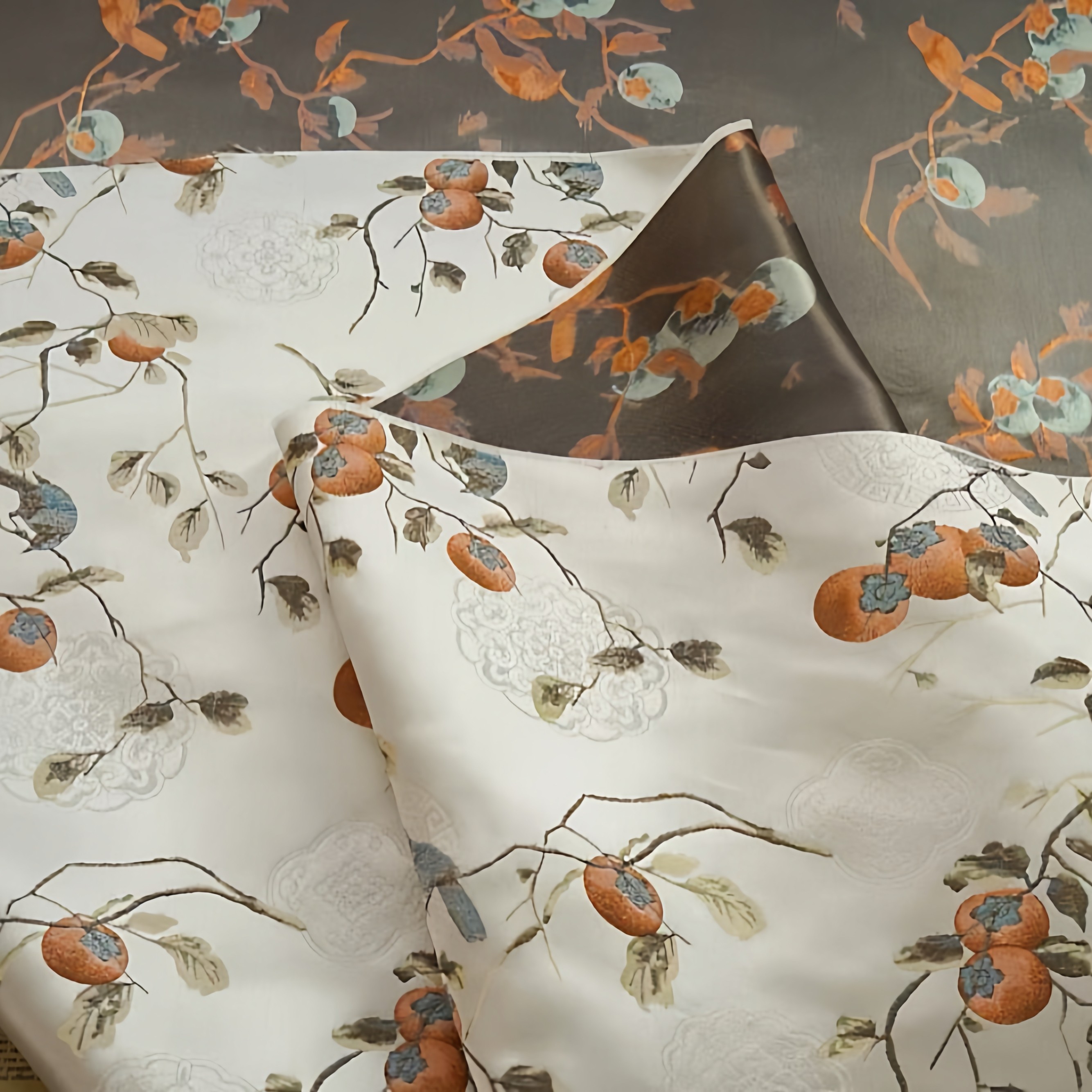 新款新中式布料色织仿宋锦柿柿如意面料古风汉服旗袍马面裙连衣裙,淘宝优惠券,粉丝福利购,淘宝优惠卷