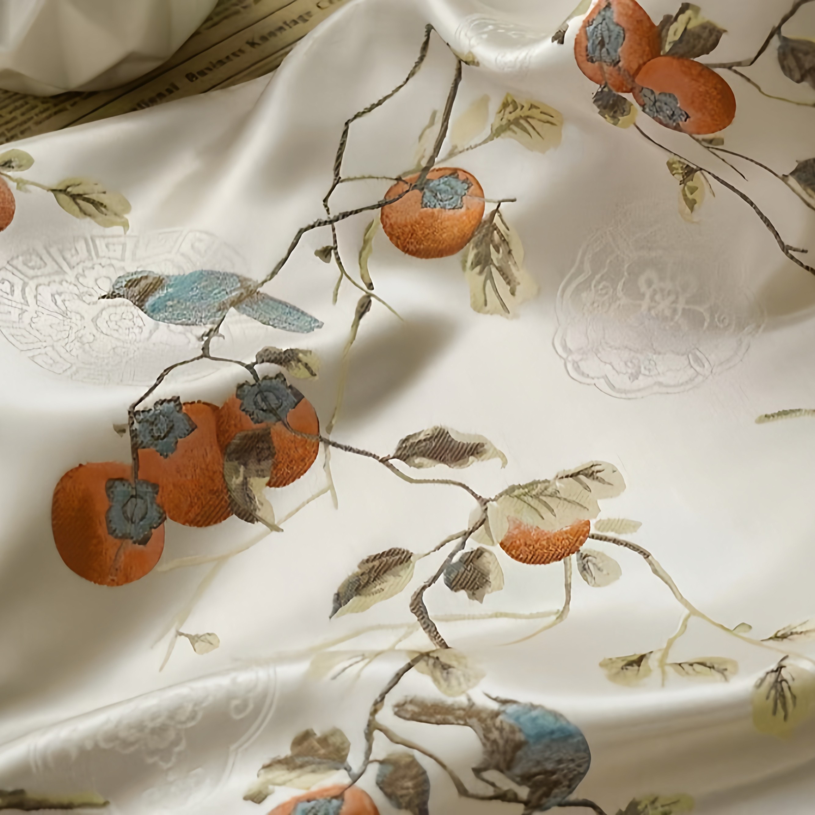 新款新中式布料色织仿宋锦柿柿如意面料古风汉服旗袍马面裙连衣裙,淘宝优惠券,粉丝福利购,淘宝优惠卷