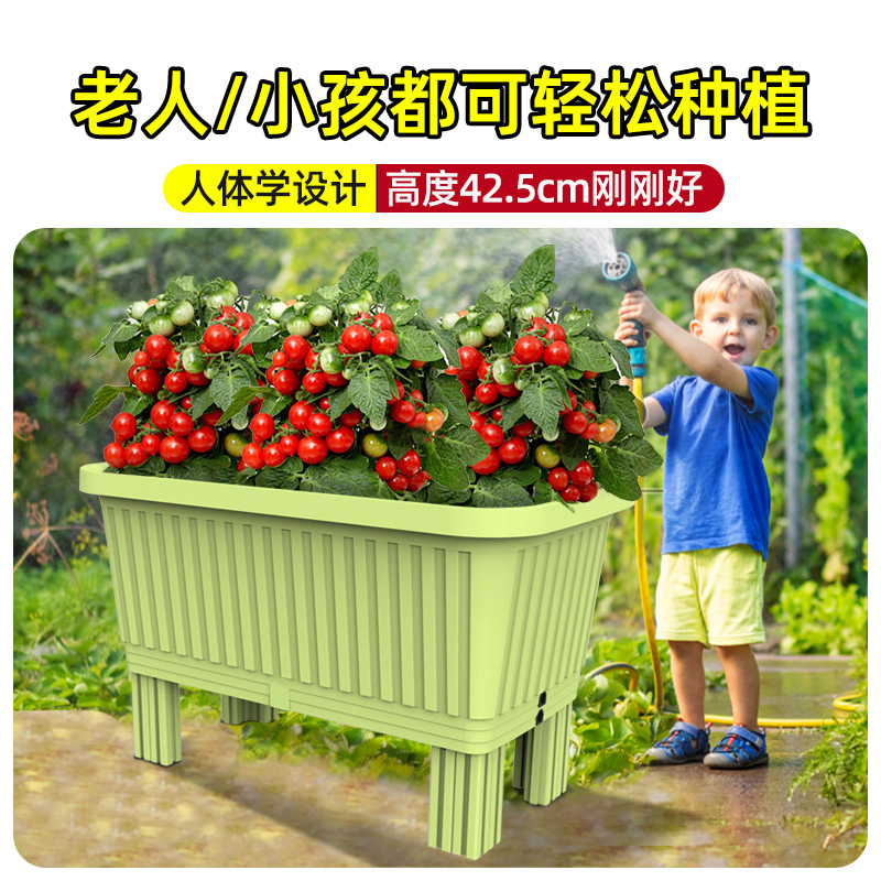 高脚种菜专用盆阳台种植箱长方形塑料花盆家用大号蔬菜盆楼顶花箱 - 图1