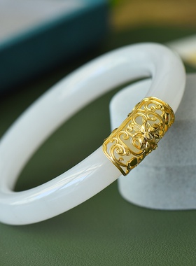 久不掉色古法沙金天然天山翠幸福圆满花丝宫廷风福镯手镯玉镯