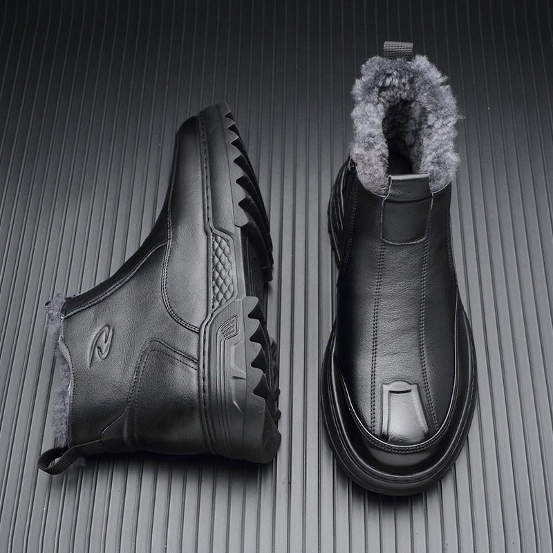 高端男士2025冬季新款男鞋羊毛保暖真皮棉鞋软底防滑百搭高帮皮鞋,淘宝优惠券,粉丝福利购,淘宝优惠卷