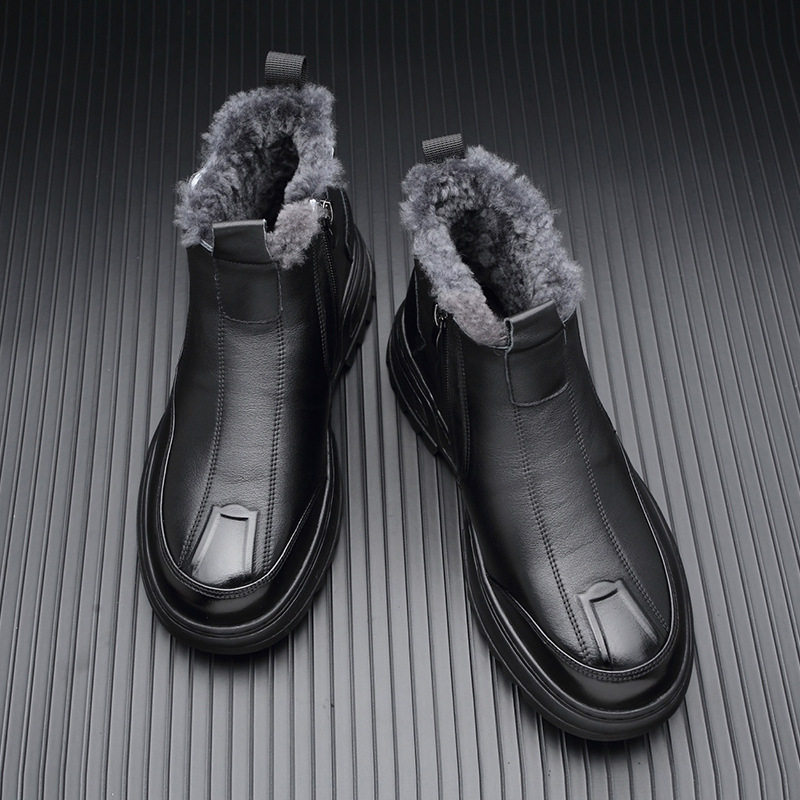 高端男士2025冬季新款男鞋羊毛保暖真皮棉鞋软底防滑百搭高帮皮鞋,淘宝优惠券,粉丝福利购,淘宝优惠卷
