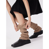 Warm Wrap | YANGMA Maillard Sox womens wool leg cover brown knit calf socks hemming stockings