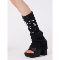 Multiple Charms | YANGMA Black Knit Socks Womens Sequin Legs Sleeve Personality Socks Children New Pile Socks Socks