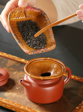 大漆竹节投茶器漏斗入茶器