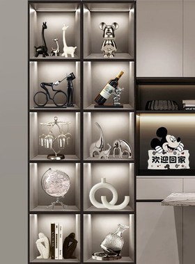 速发轻奢家居餐边红柜酒饰品装酒架摆件2024新款轻奢高档玻璃柜电