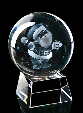 速发透明白大小水晶球圣件 物居装饰品圣诞节礼家摆诞老人内雕球