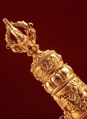 速发如萨尔王权杖心想事成格意杖摆件噶陀众僧竹藏马鞭纯铜法器装