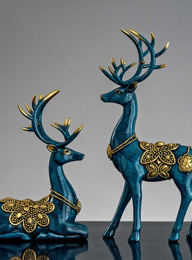 速发简家风摆鹿件轻奢办公桌客厅约居玄关酒柜装饰品乔迁新居礼品