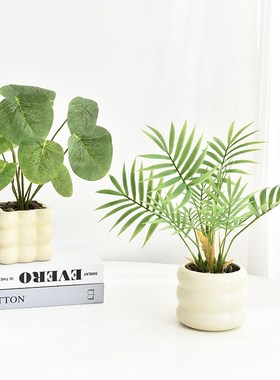 速发简约风龟背竹绿植装饰品居公办家室客厅桌面室内花瓶摆件