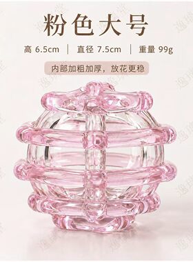 玻璃剑山插花器透明粉色