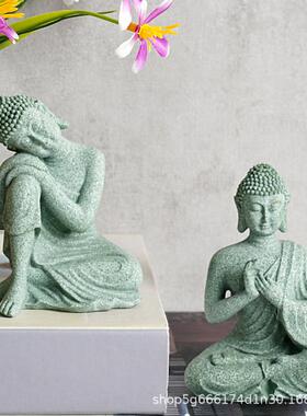 新中式佛像禅意鱼缸造景摆件花园盆景微景观装饰家居桌面创意摆设