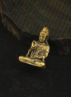 纯黄铜迷你释迦牟尼佛摆件旅途祭拜如来佛像桌面玄关装饰创意中式