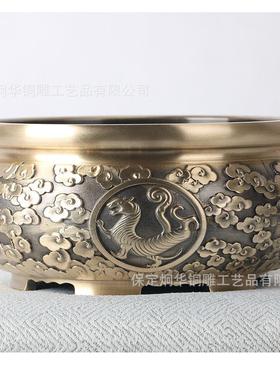 厂 黄 铜制作 十二香生肖烧炉做家旧671仿古聚宝盆 熏香炉烧香炉