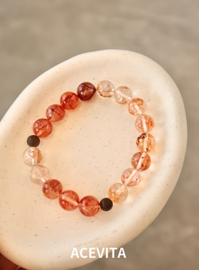 ACEVITA | 红锦鲤 天然红胶花巴西胶花牛血胶花沉香手链时尚手串