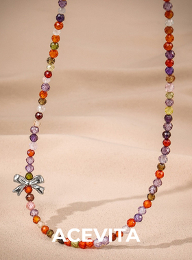 新中式时尚高级优雅串珠项链黄铜