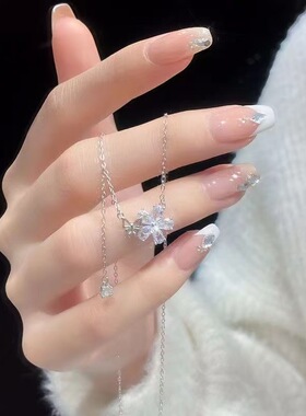 S925纯银雪花花朵蝴蝶项链
